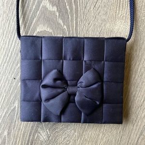La Regale Navy Dark Blue Satin Clutch Purse Handbag